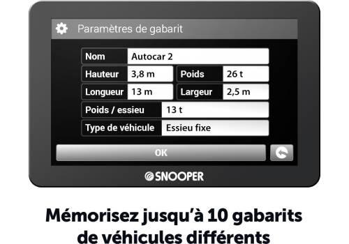 GPS SNOOPER spécial Bus & Autocars AC5400 écran 5'' Premium