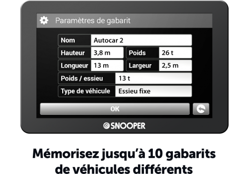 GPS SNOOPER spécial Bus & Autocars AC6600 écran 7'' Premium