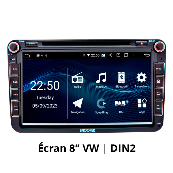 Autoradio Car Play & Android Auto Ecran 8'' Double DIN Format VW