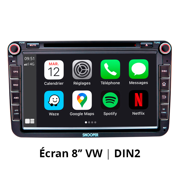 Autoradio Car Play & Android Auto Ecran 8'' Double DIN Format VW