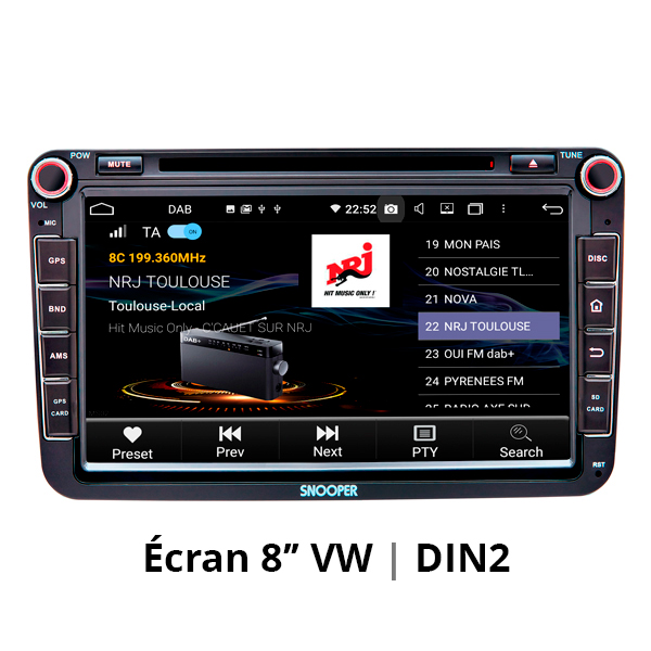 Autoradio Car Play & Android Auto Ecran 8'' Double DIN Format VW